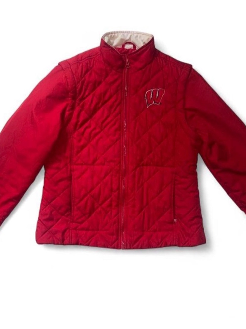 Vintage Wisconsin Badgers Red Quilted 2-in-1 Jacket Vest